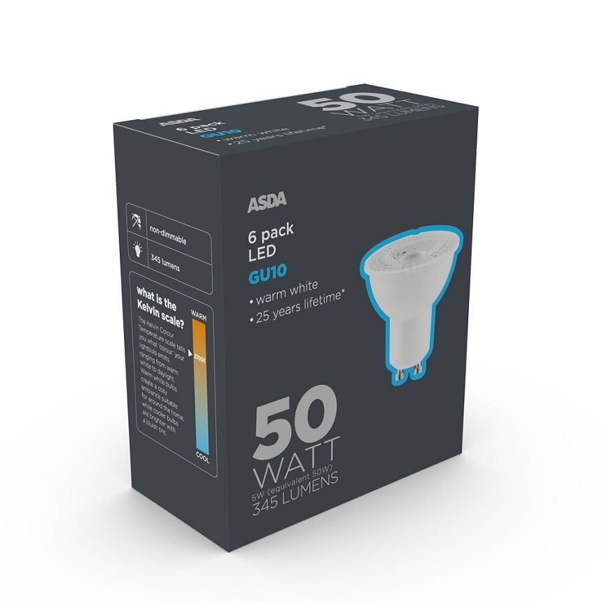 ASDA LED GU10 50W Lightbulb 6PK