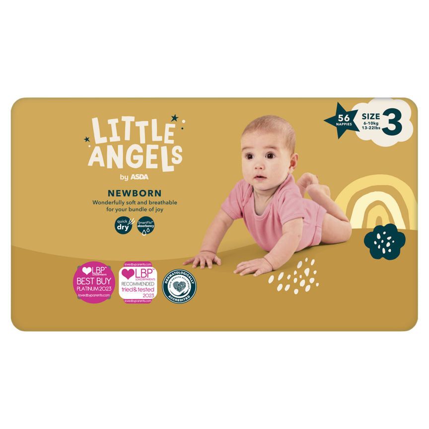 ASDA Little Angels Newborn 3 6-10kg 56 Nappies