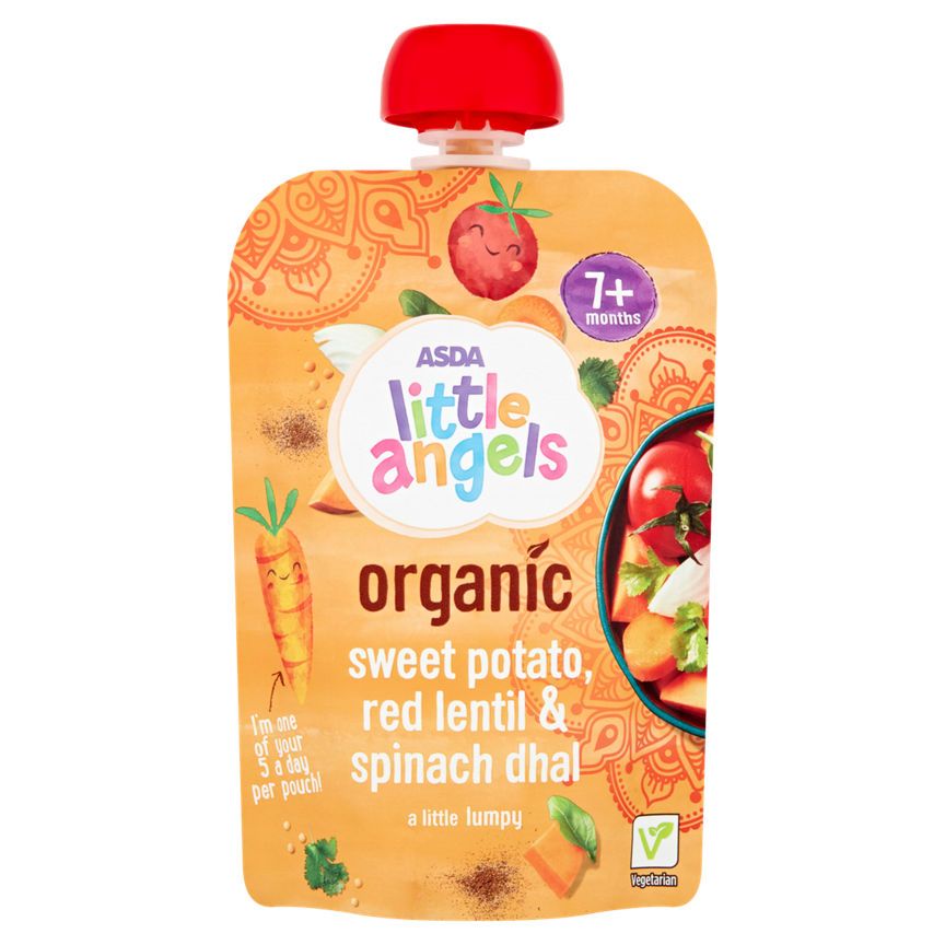 ASDA Little Angels Organic Sweet Potato, Red Lentil & Spinach Dhal 7+ Months