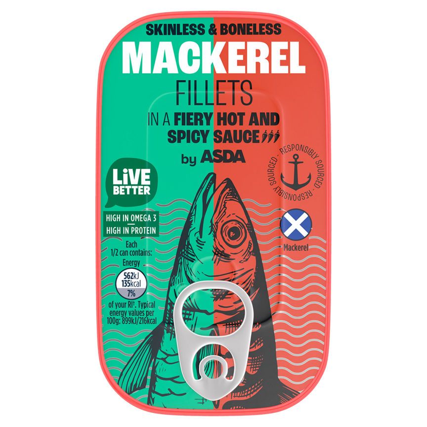 ASDA Mackerel Fillets in a Fiery Hot and Spicy Sauce 125g