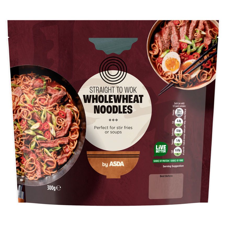 ASDA Straight to Wok Wholewheat Noodles 300g