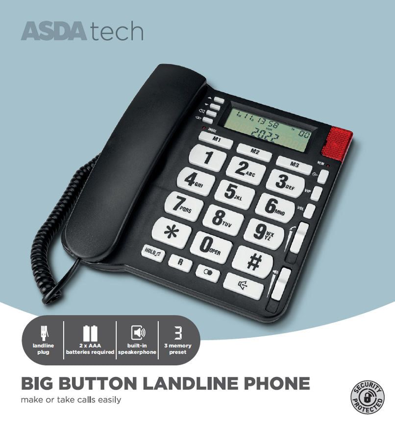 ASDA Tech Big Button Landline Phone