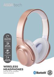 ASDA Tech Bluetooth Over Ear Headphones - Rose Gold