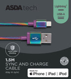 ASDA Tech Lightning Cable - Iridescent Metal 1.5m