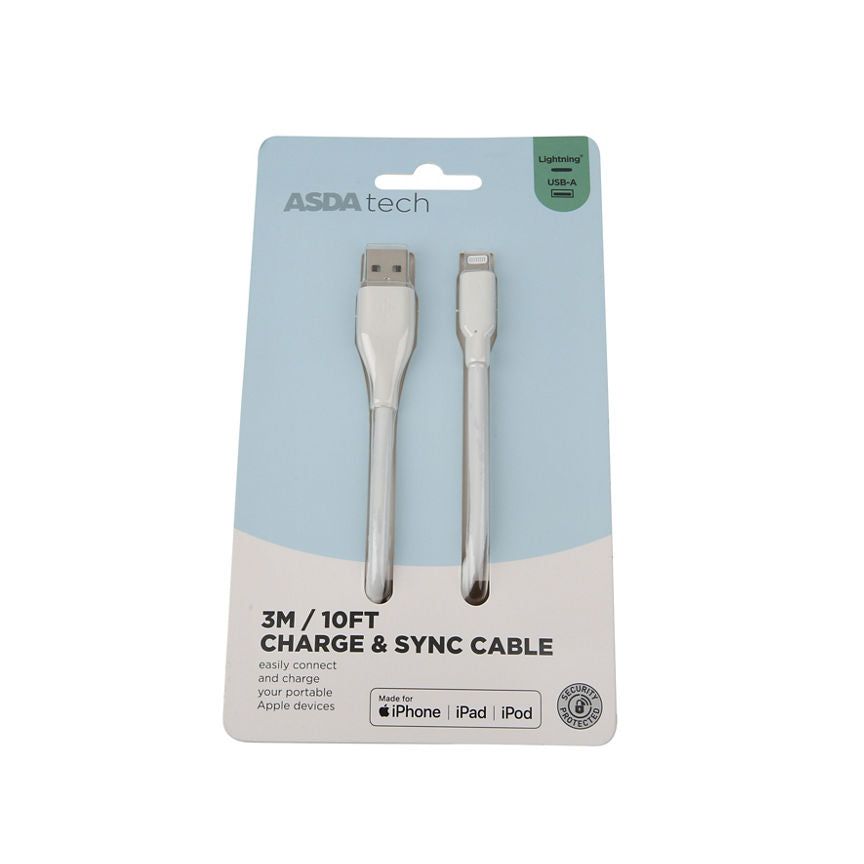 ASDA Tech Lightning Cable - White 3.05m