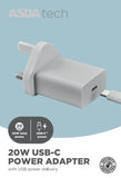 ASDA Tech Mains Charger with Type C Cable - 20w