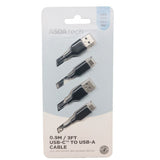 ASDA Tech Type C Cable - Black 0.9m 2pk