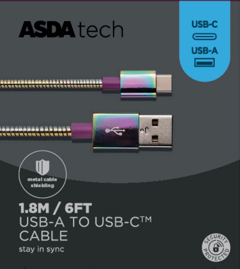 ASDA Tech Type C Cable - Iridescent Metal 1.8m