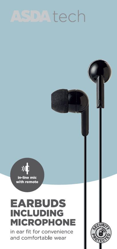 ASDA Tech Wired Earbuds - Black