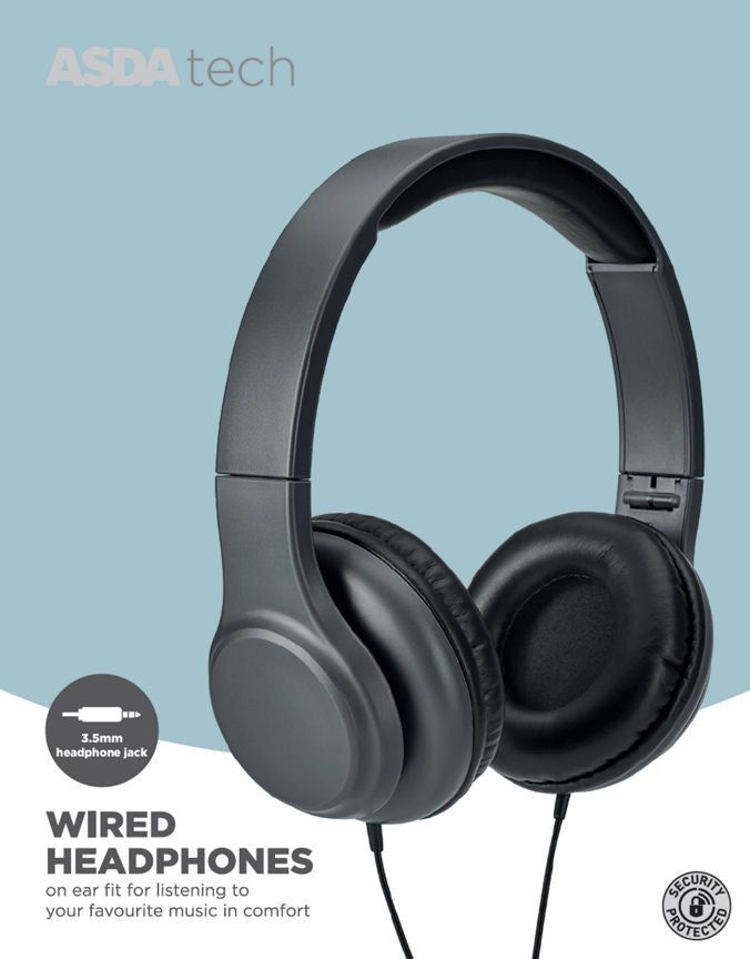 ASDA Tech Wired Headphones - Space Grey