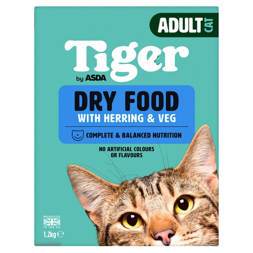 ASDA Tiger Adult Cat Dry Food with Herring & Veg 1.2kg