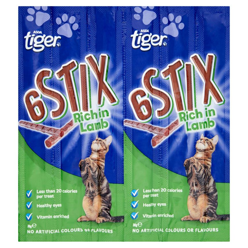 ASDA Tiger Lamb Cat Treat Sticks 6 Pack