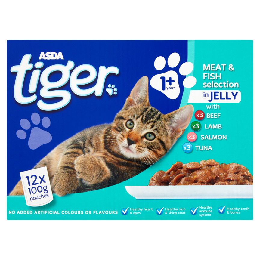 ASDA Tiger Meat & Fish Selections in Jelly Adult Cat Food Pouches