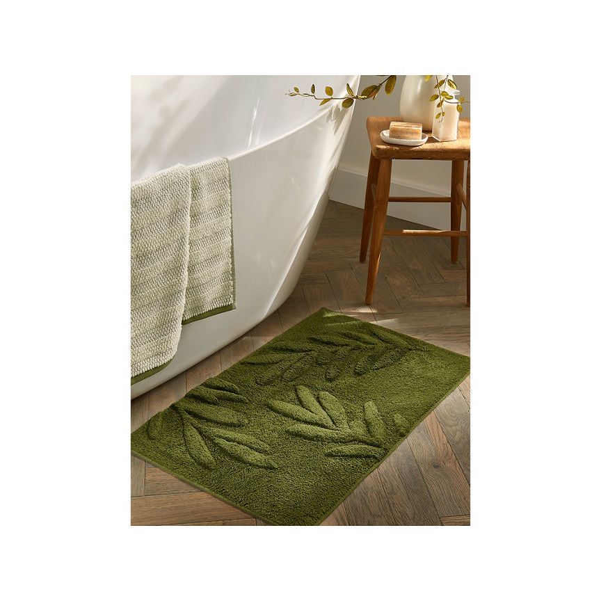 At Home with Stacey Solomon Green Olive Leaf Bath Mat