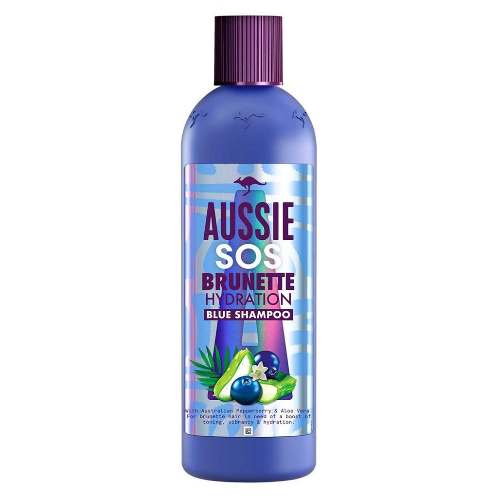 Aussie SOS Brunette Hair Hydration Vegan Blue Shampoo for Brunette Hair 290ml