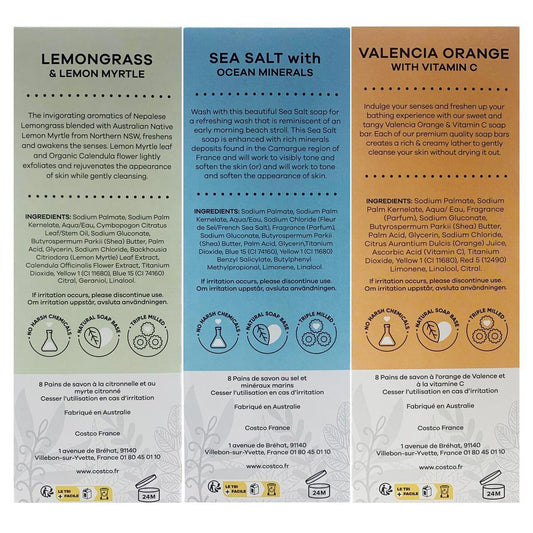 Australian Botanical Soap Bar, 8 Pack in 3 Varieties
