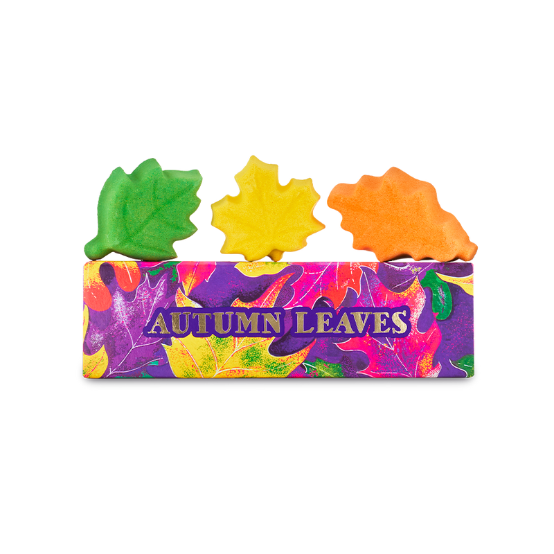 Lush Autumn Leaves bath bomb gift set, imported from the UK