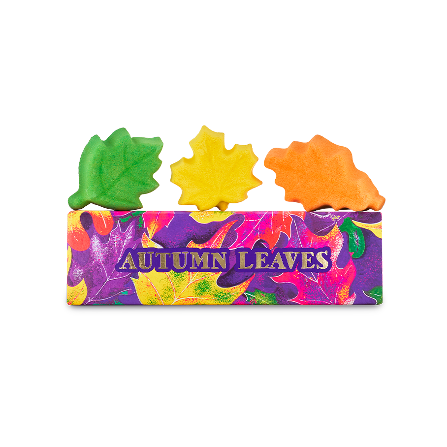 Lush Autumn Leaves bath bomb gift set, imported from the UK