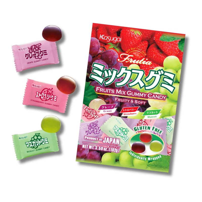 Kasugai Frutia fruit mix gummy candy - British product
