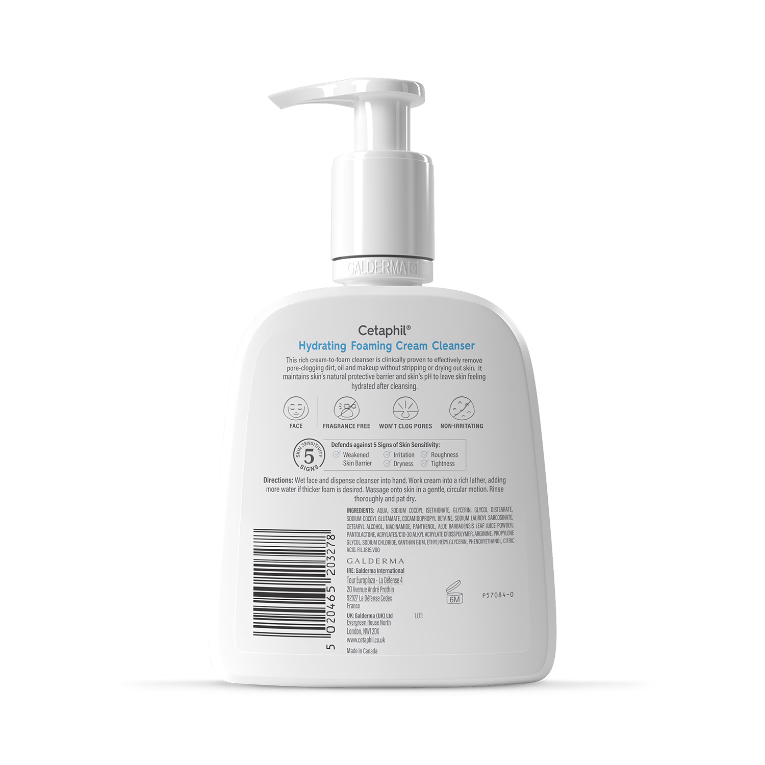 Cetaphil Hydrating Foaming Cream Cleanser Face Wash 236ml - British product