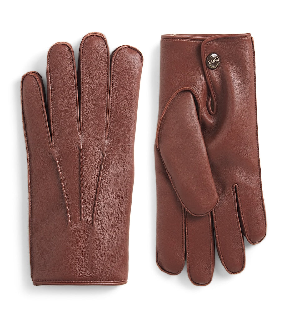 DENTS Lumley leather fur-lined gloves - British product