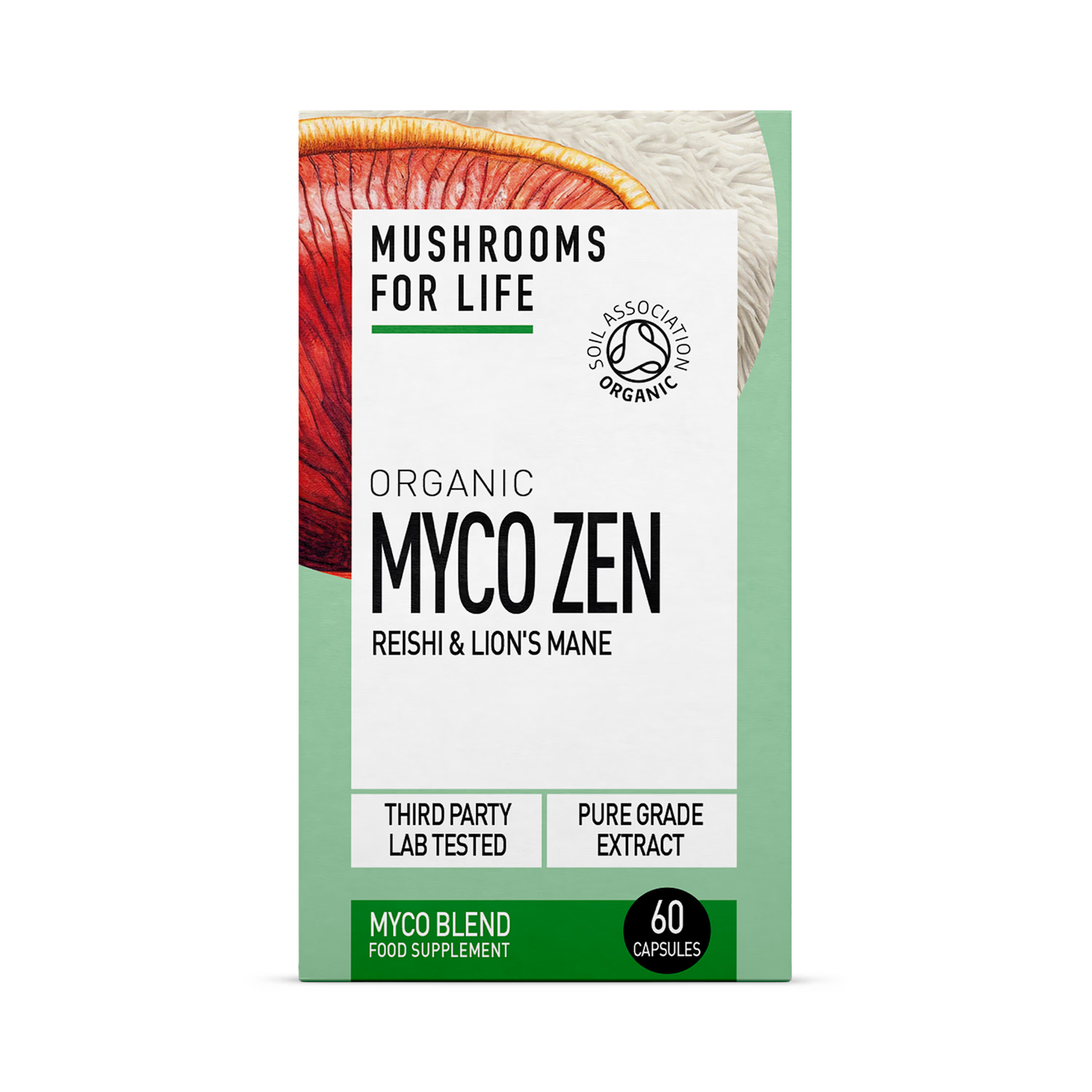 Mushrooms For Life organic Myco Zen supplement capsules 60 ct - British product