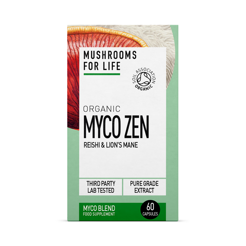Mushrooms For Life organic Myco Zen supplement capsules 60 ct - British product