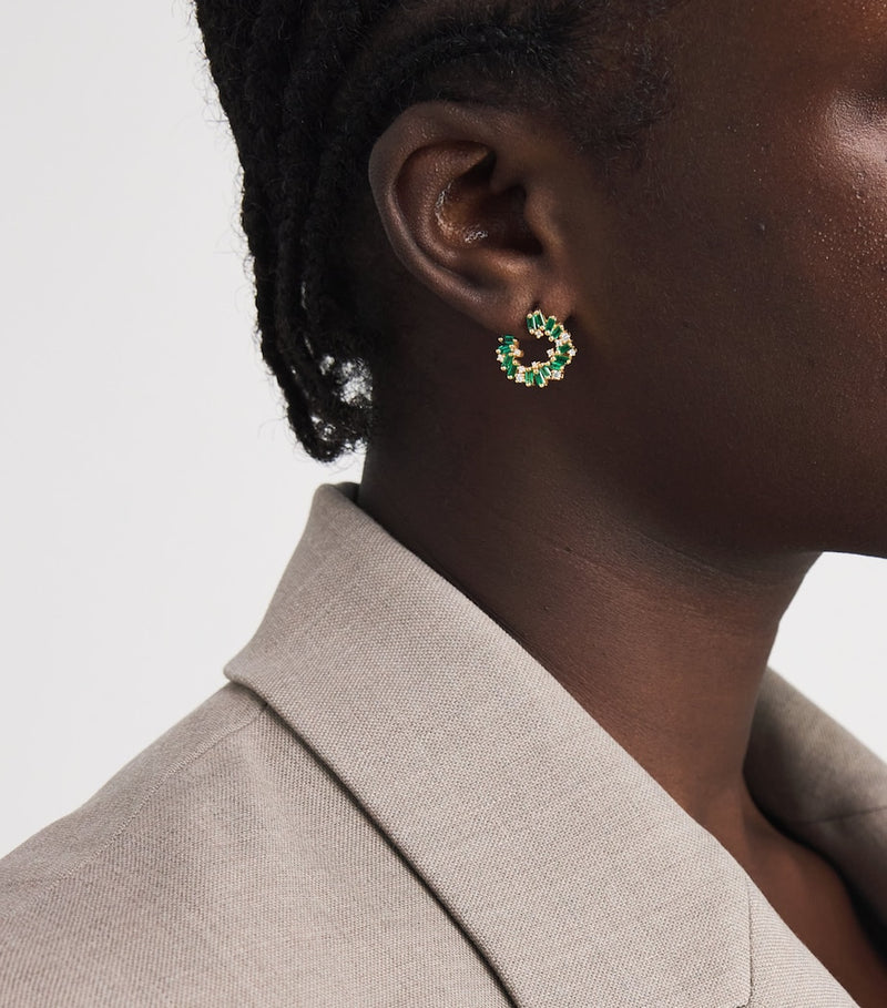 Suzanne Kalan Frenzy spiral emerald diamond earrings (British brand)