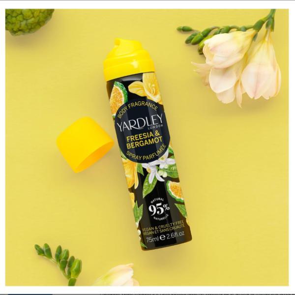 Yardley London Freesia & Bergamot body spray 3x75ml, imported from the UK