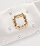Malone Souliers Vittoria satin clutch bag with faux pearls, imported from the UK