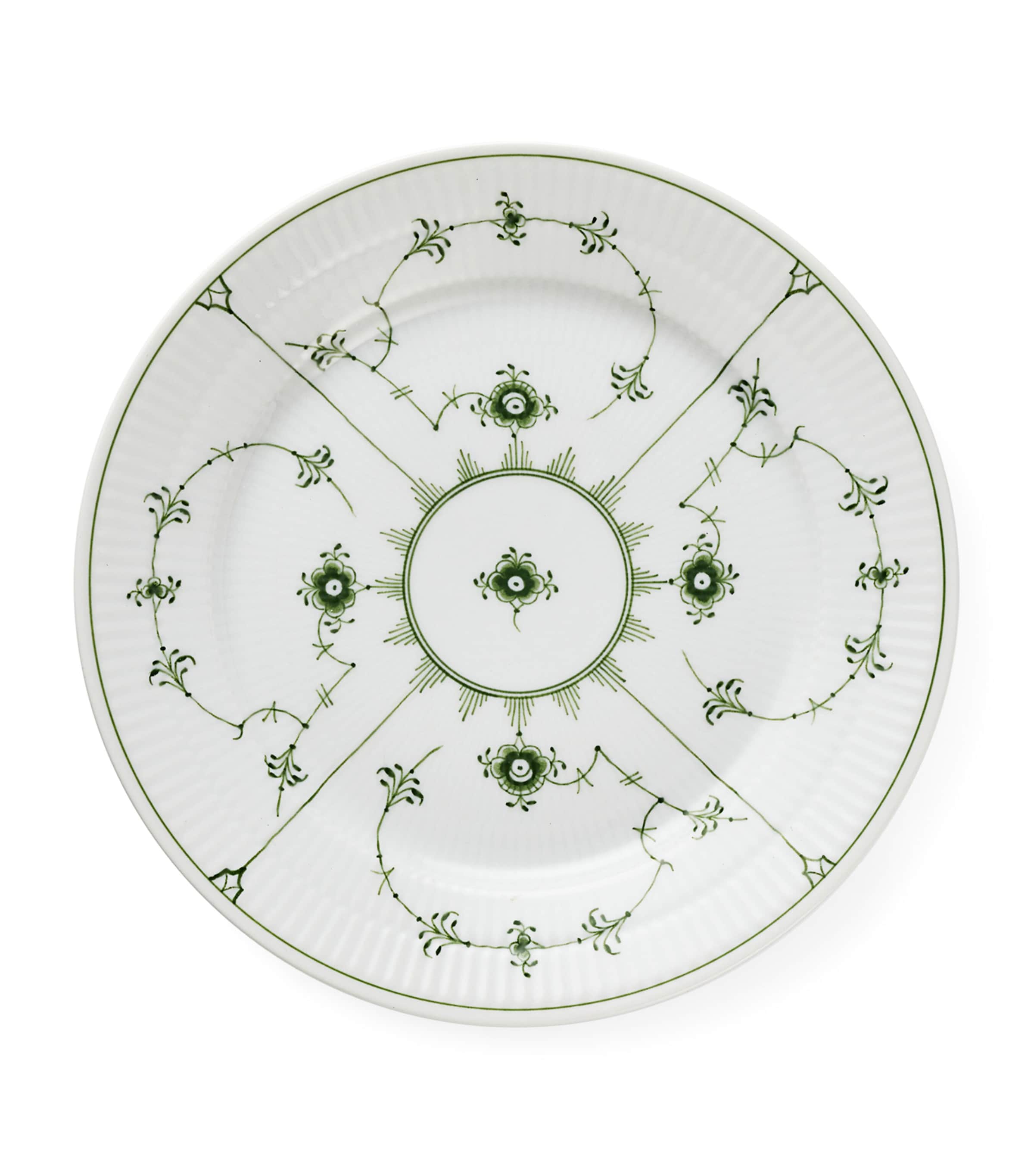 Porcelain Green Fluted Plain Plate (22cm)