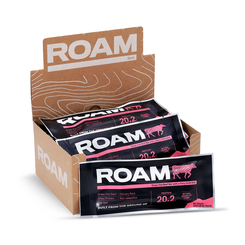 ROAM jalapeño chilli beef bar 6x45g, imported from the UK