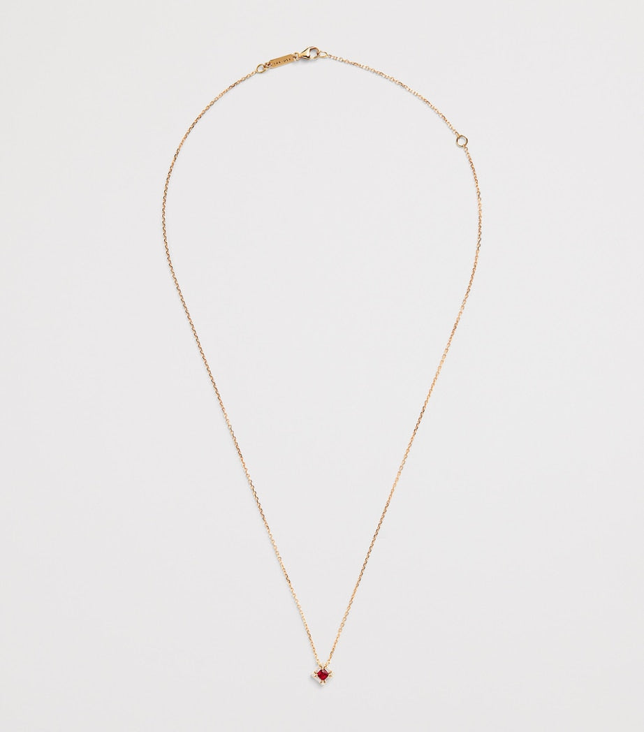 Suzanne Kalan rose gold ruby diamond mini princess pendant necklace (British brand)