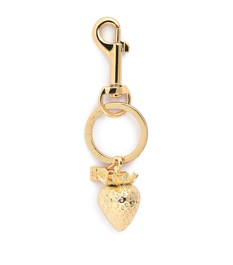 Harrods strawberry keyring gold-tone metal - British product