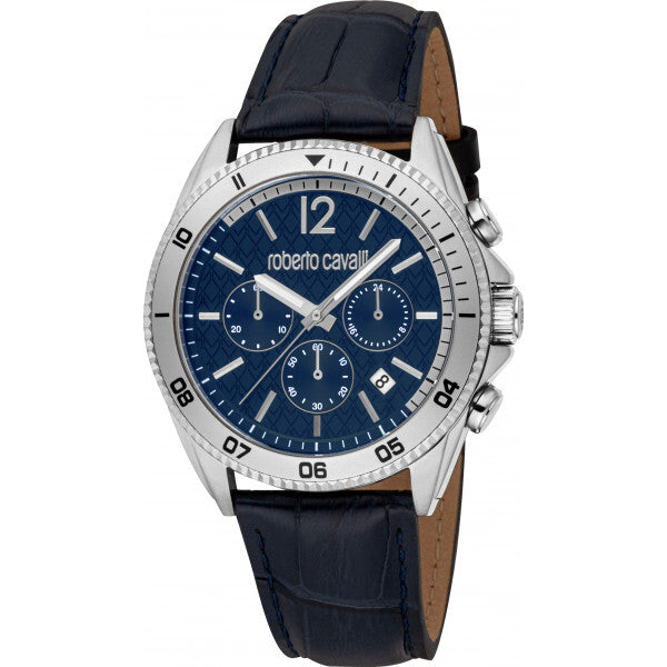 Roberto Cavalli blue mens watch stainless steel leather bracelet UK version