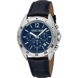 Roberto Cavalli blue mens watch stainless steel leather bracelet UK version