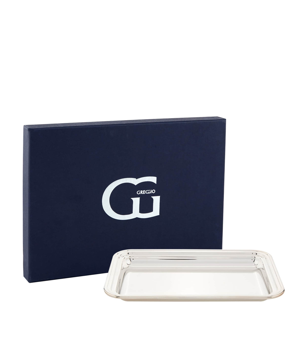 Greggio silver plated Georgian rectangular tray 20cm x 14cm, UK version