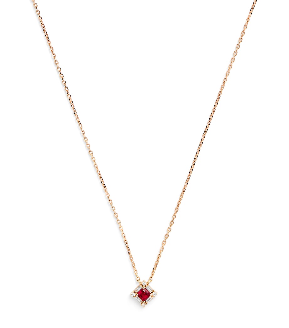 Suzanne Kalan rose gold ruby diamond mini princess pendant necklace (British brand)