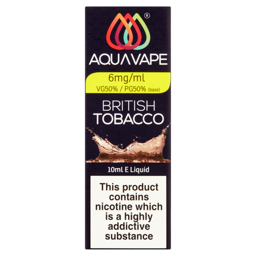 Aqua Vape British Tobacco E-Liquid 6mg 10ml GOODS ASDA   