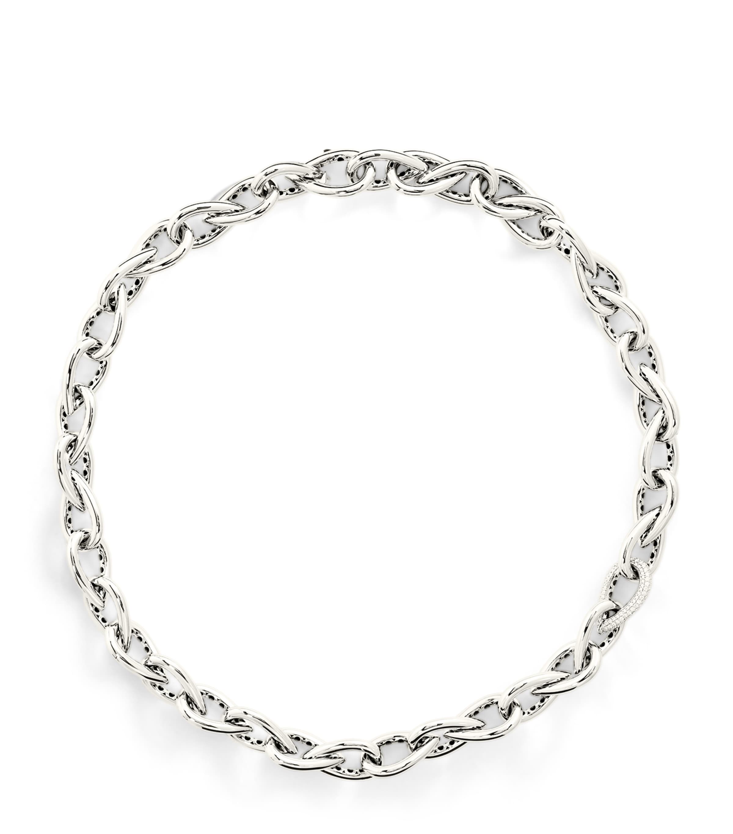 Engelbert white gold diamond drop links chain necklace - British product