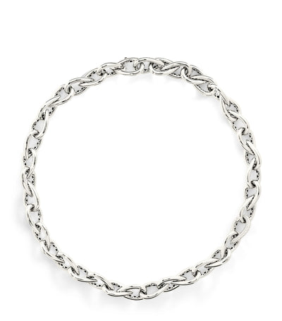 Harrods White Gold and Diamond Drop Links Chain Necklace- Buy online at McGrocer