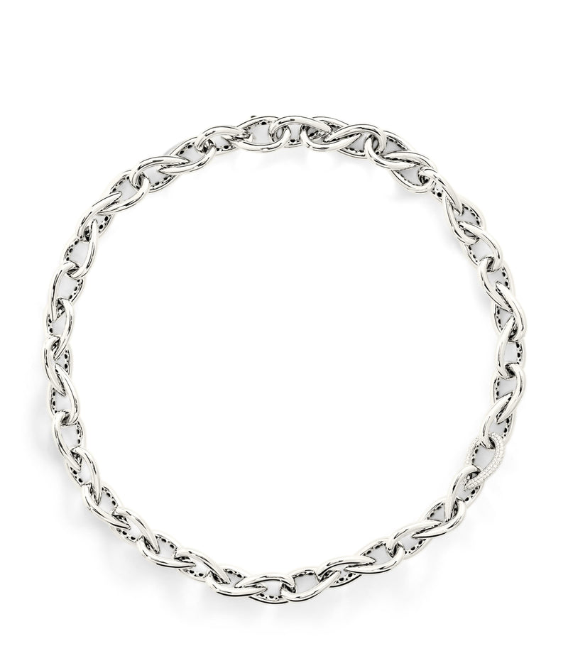 Engelbert white gold diamond drop links chain necklace - British product