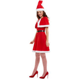 Smiffys adult Miss Santa costume red dress hat cape, imported from the UK