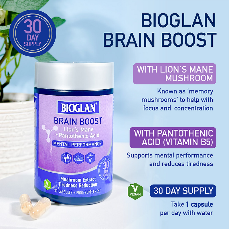 Bioglan brain supplement Brain Boost 30 capsules, imported from the UK