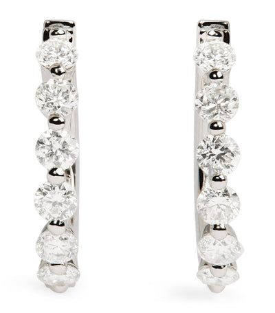 Harrods Harrods White Gold and Diamond Hoop Earrings 0.50ctw- Buy online at McGrocer