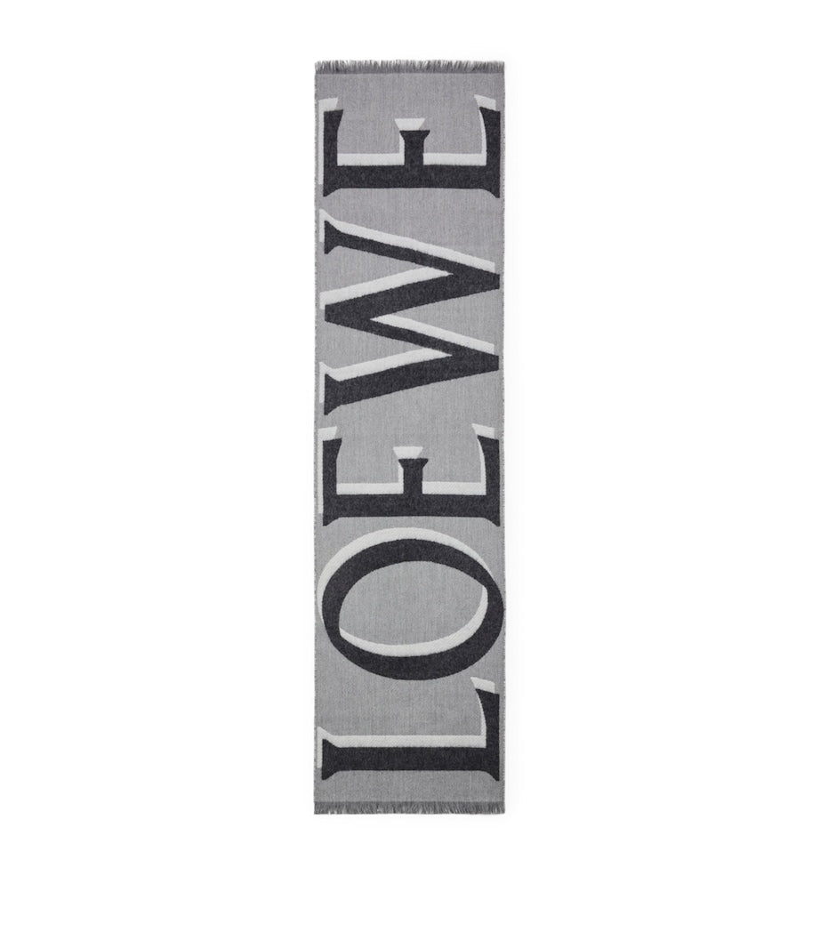 LOEWE cashmere-wool scarf with jacquard logo 165x39cm, UK version