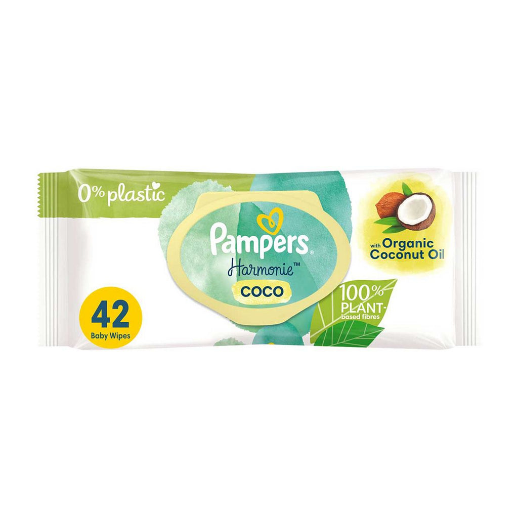 Pampers Harmonie Coco Baby Wipes Plastic Free 1 Pack = 42 Baby Wet Wipes