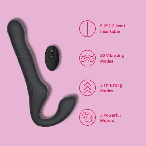 Mina Surge remote controlled strapless strap on toy, UK version