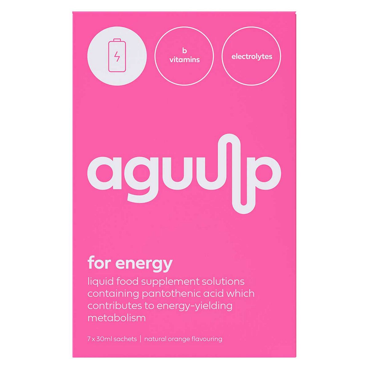 Aguulp For Energy Liquid Liposomal Orange Flavour 7 x 30ml Sachets GOODS Boots   