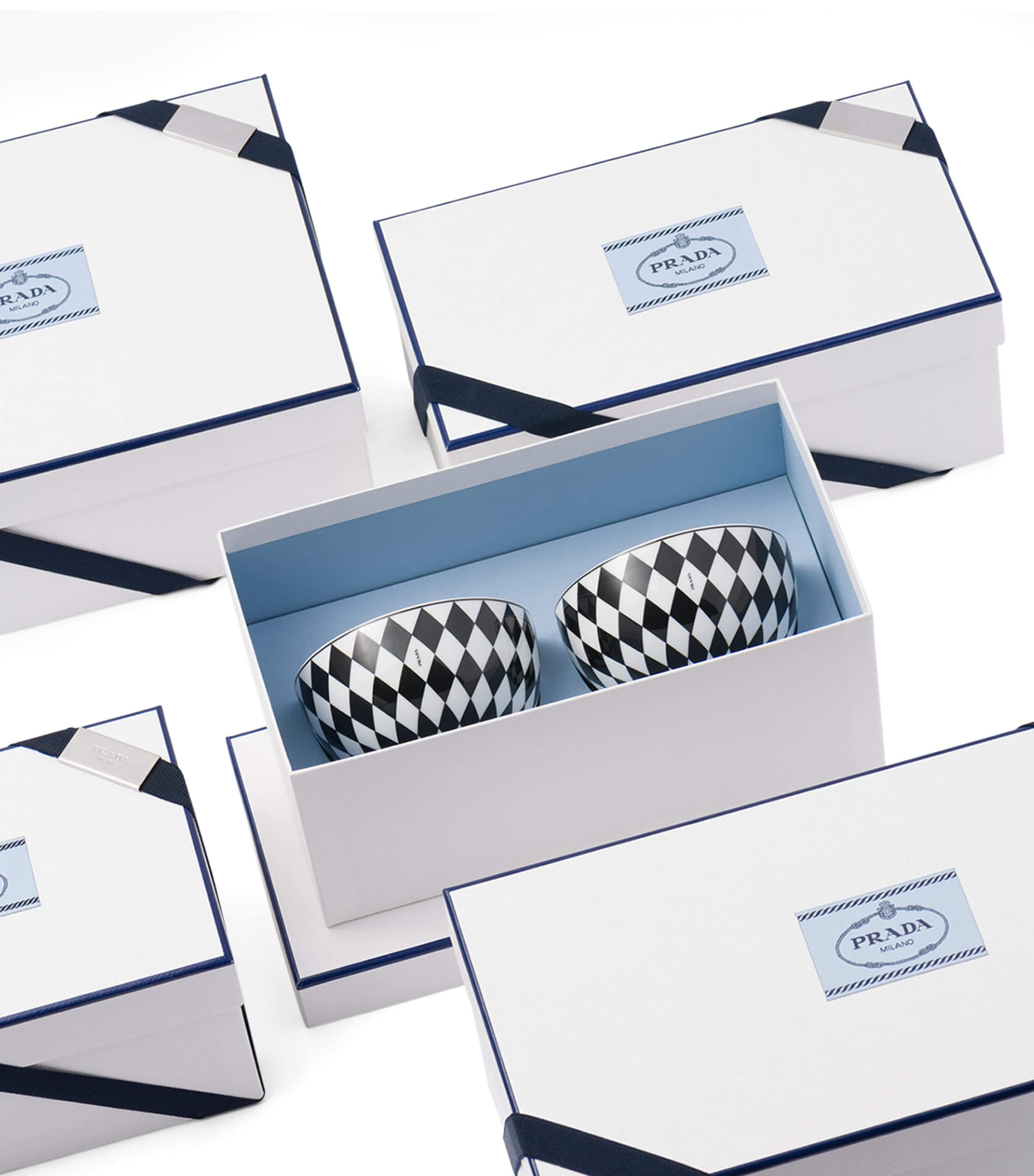 Prada porcelain chequerboard rice bowls 12cm, imported from the UK